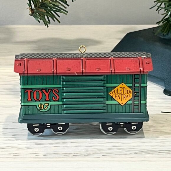 Vintage Lot Tin Hallmark Ornaments Locomotive Santa Snowman Train Car DAD Candy - Picture 6 of 16